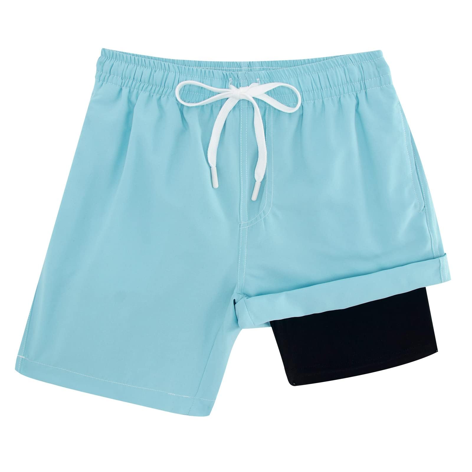 Cozople Boys Swim Trunks Compression Liner Swim Shorts Quick Dry Bathing Suit with Boxer Brief Swimwear 2-20T