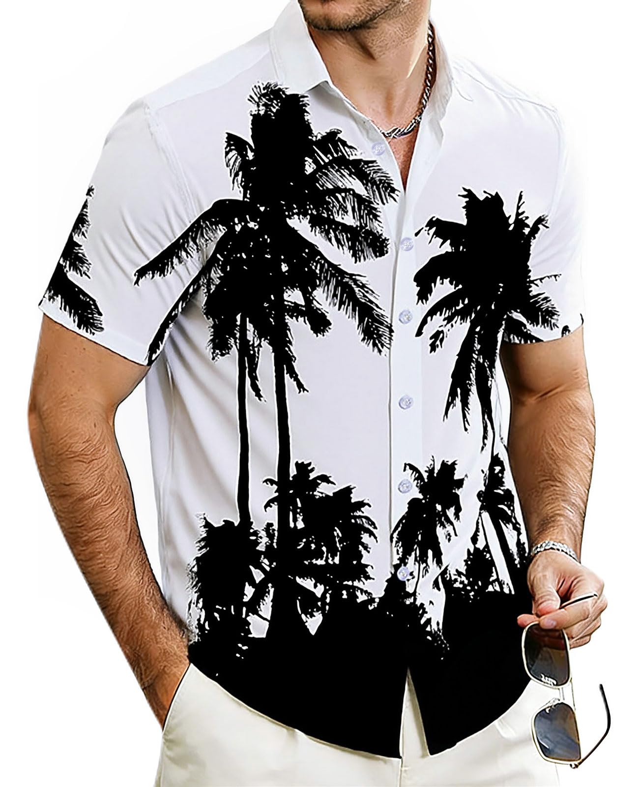Cozople Mens Hawaiian Shirt Summer 3D Print Casual Short Sleeve Button Down Shirts Fashion Beach Shirt for Holiday