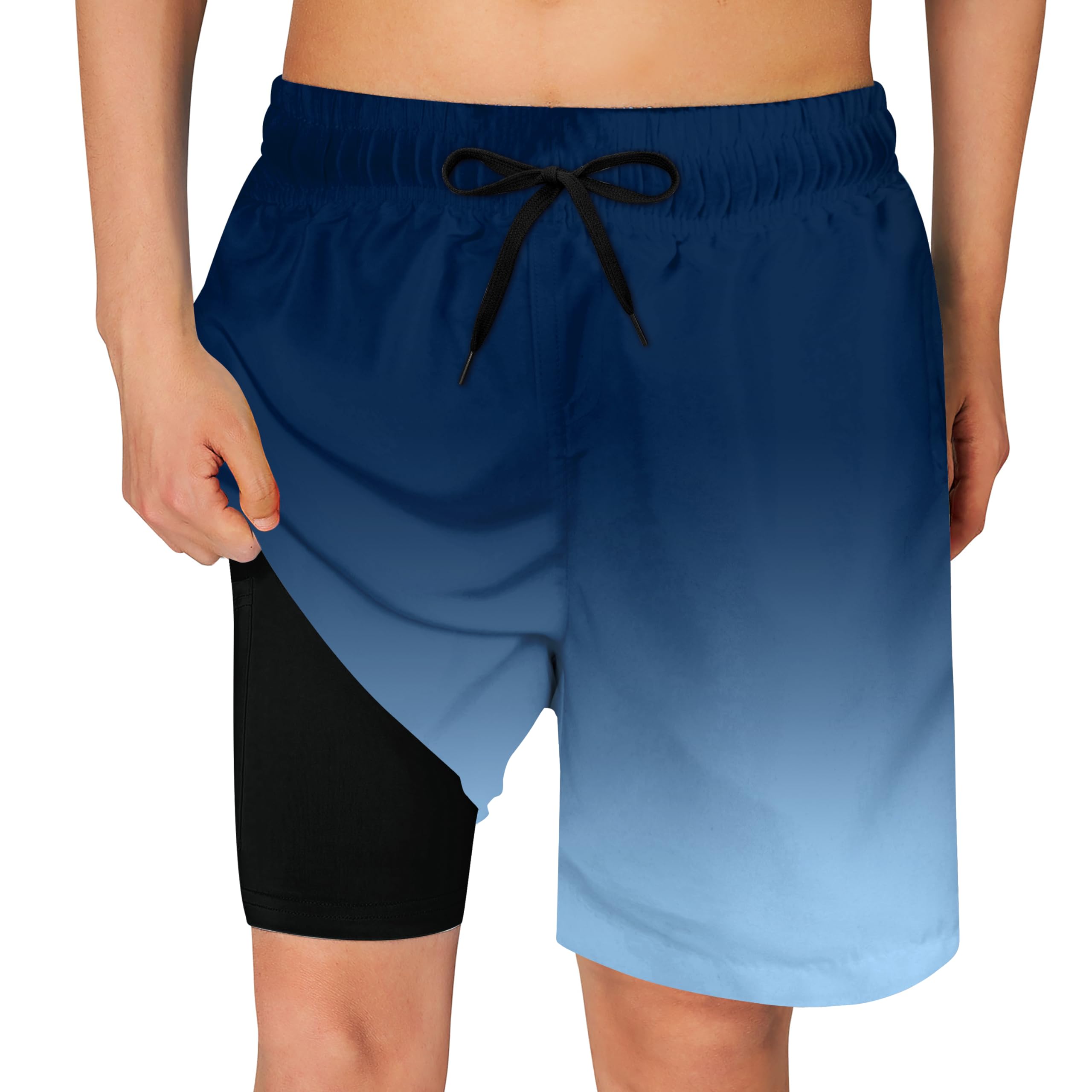 Cozople Boys Swim Trunks Compression Liner Swim Shorts Quick Dry Bathing Suit with Boxer Brief Swimwear 2-20T