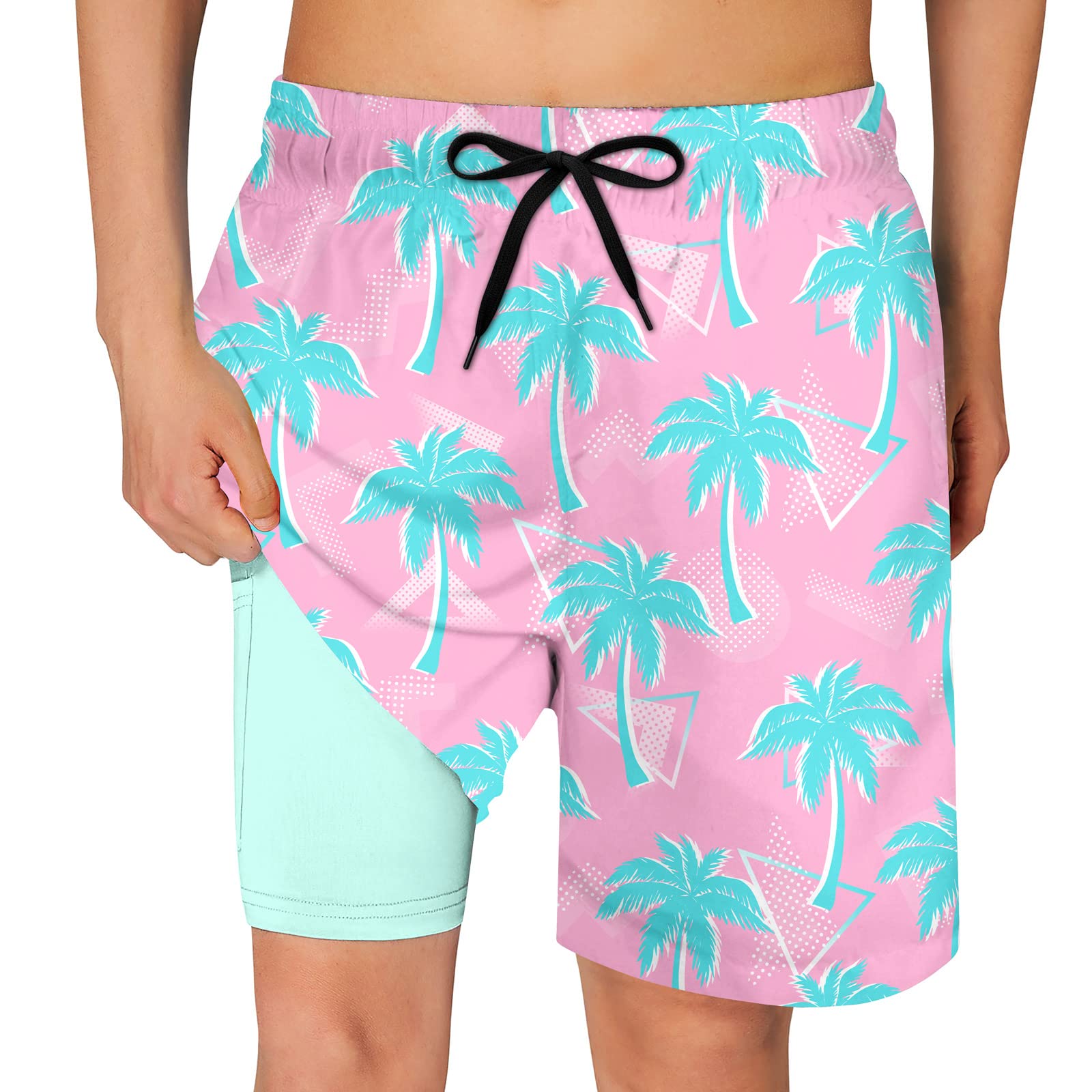 Cozople Boys Swim Trunks Compression Liner Swim Shorts Quick Dry Bathing Suit with Boxer Brief Swimwear 2-20T