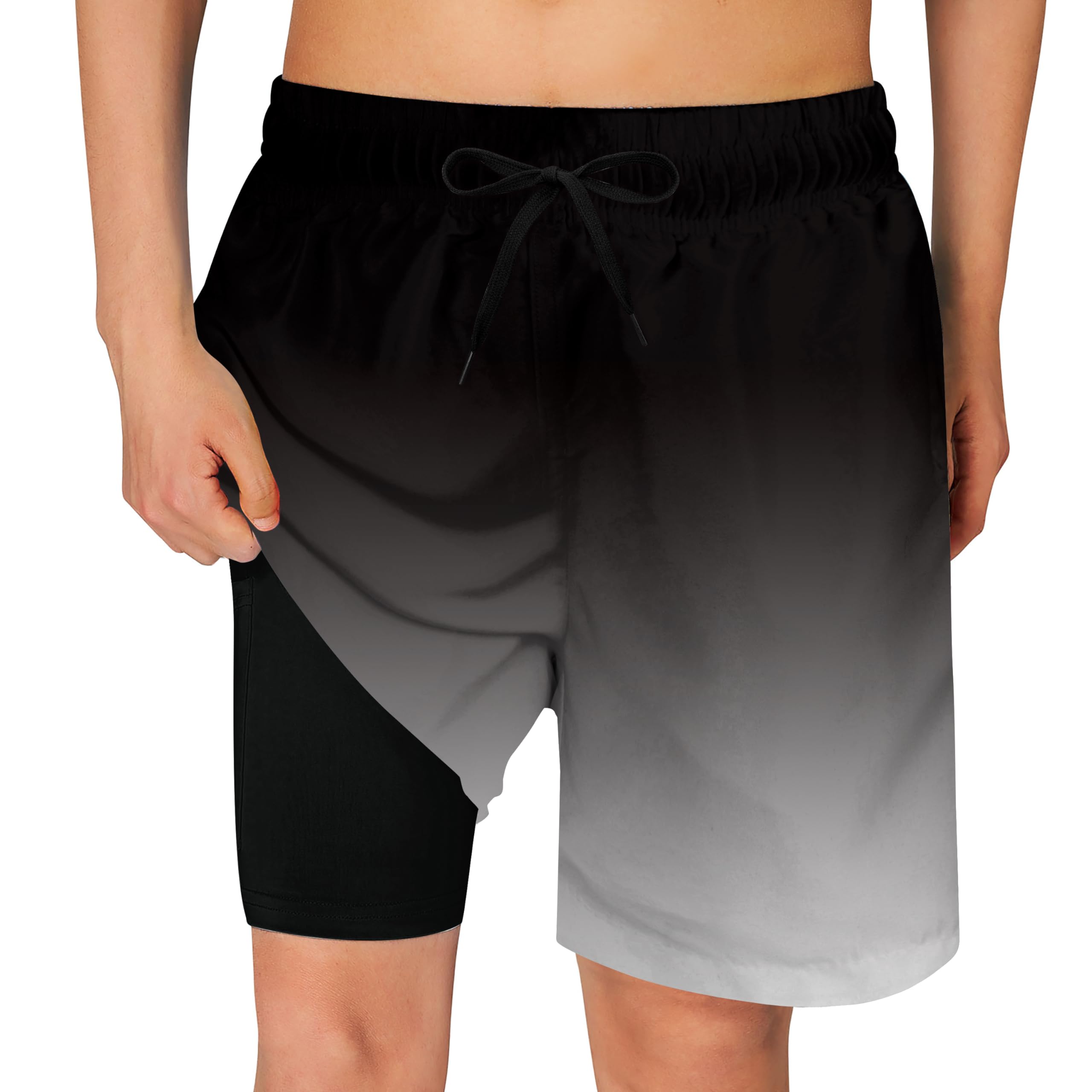 Cozople Boys Swim Trunks Compression Liner Swim Shorts Quick Dry Bathing Suit with Boxer Brief Swimwear 2-20T