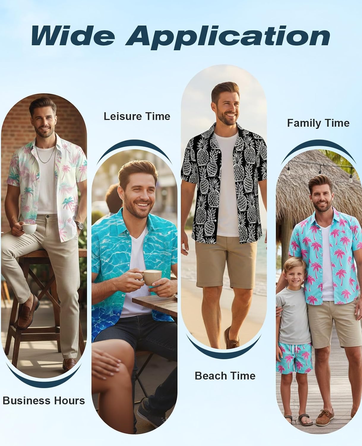 Cozople Mens Hawaiian Shirt Summer 3D Print Casual Short Sleeve Button Down Shirts Fashion Beach Shirt for Holiday