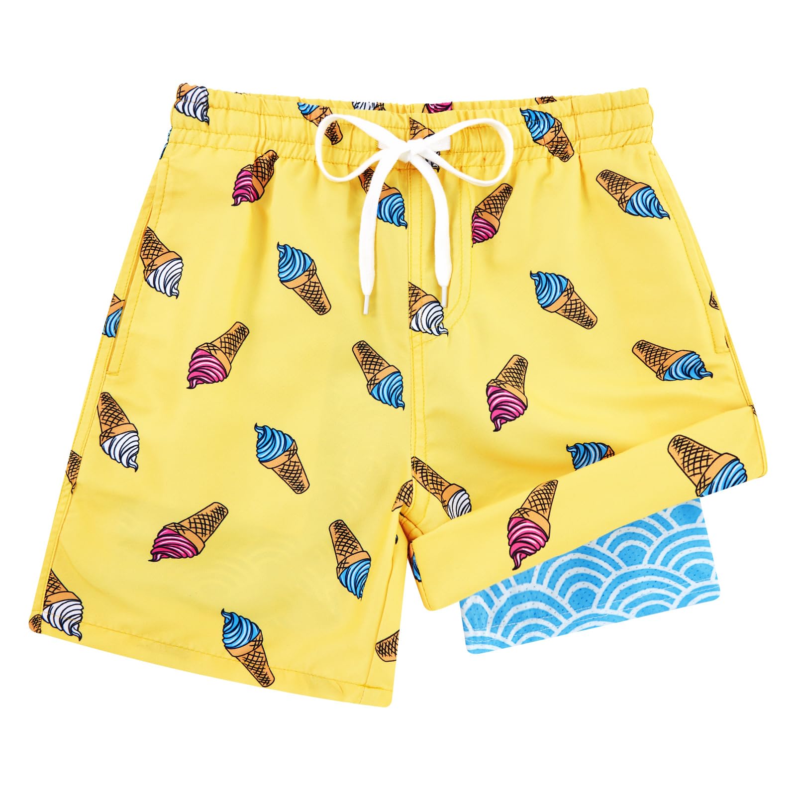 Cozople 7-20T Boys Swim Trunks with Compression Liner Big Boys Quick Dry Bathing Suit Stretch 2 in 1 Beach Swimming Shorts