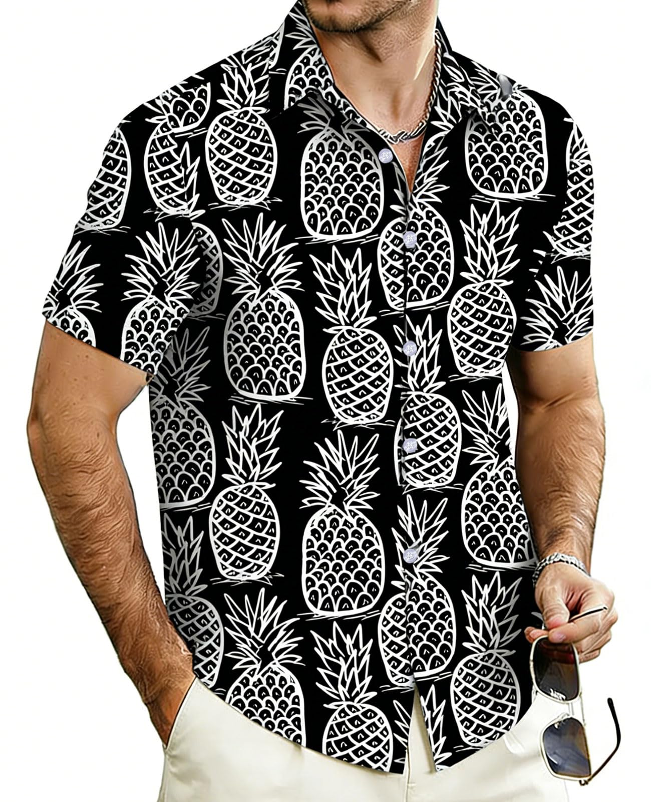 Cozople Mens Hawaiian Shirt Summer 3D Print Casual Short Sleeve Button Down Shirts Fashion Beach Shirt for Holiday