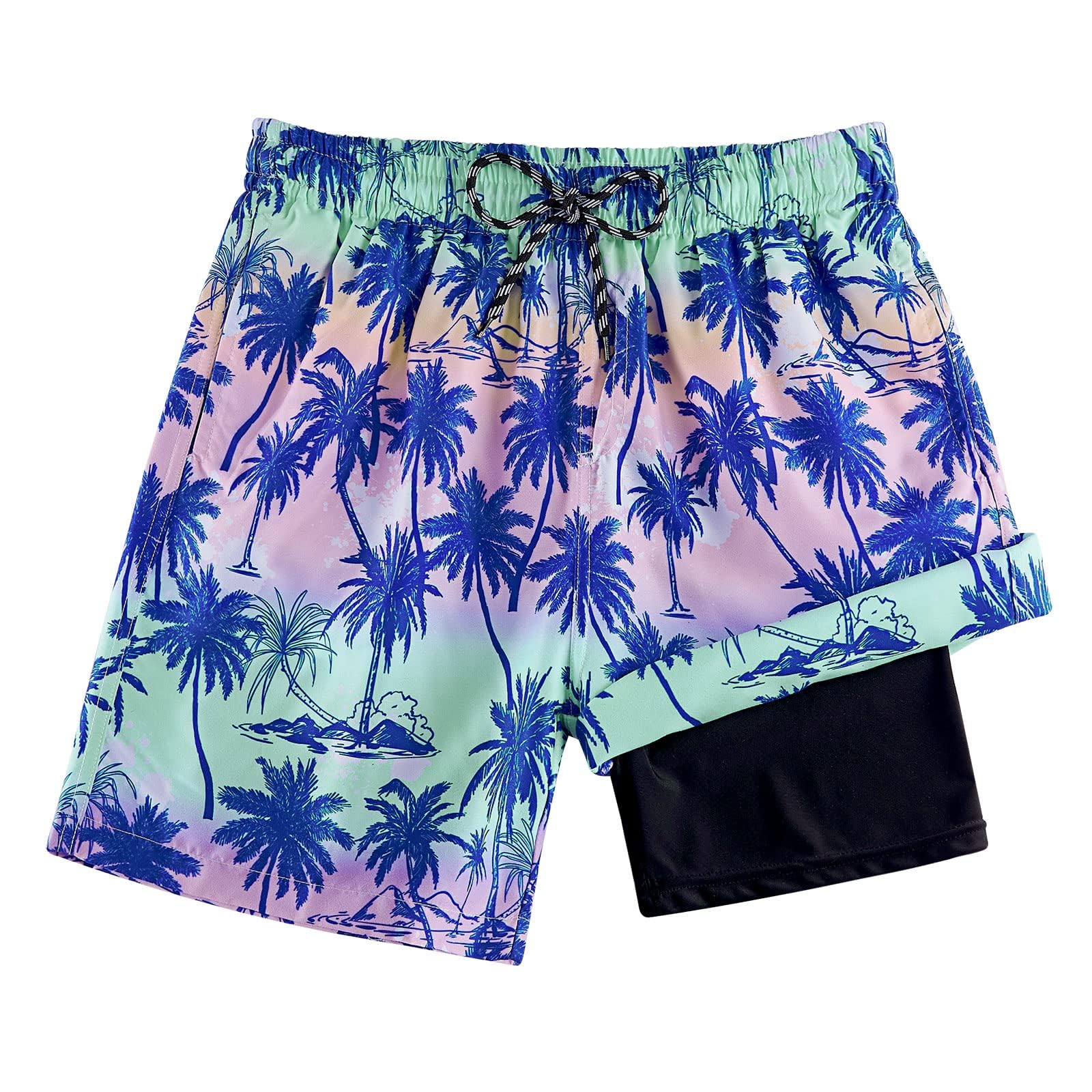 Cozople Boys Swim Trunks Compression Liner Swim Shorts Quick Dry Bathing Suit with Boxer Brief Swimwear 2-20T