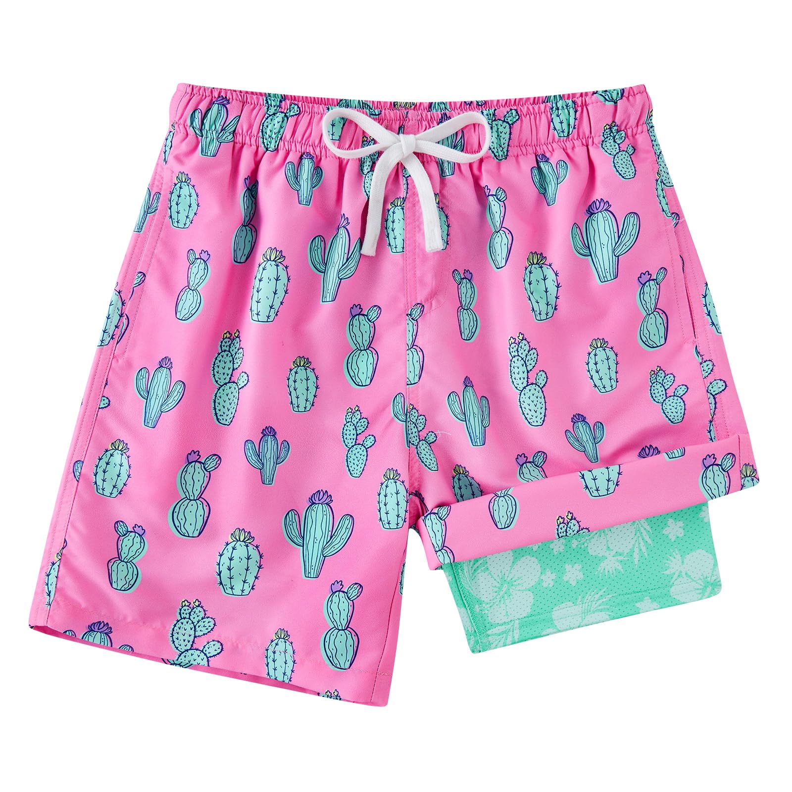 Cozople 7-20T Boys Swim Trunks with Compression Liner Big Boys Quick Dry Bathing Suit Stretch 2 in 1 Beach Swimming Shorts