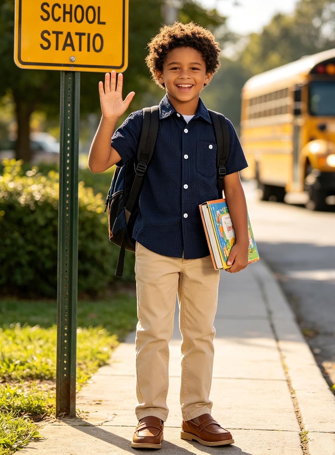 Cozople Boys Short Sleeve Button Down Shirts Solid Striple Seersucker Shirt with Chest Pocket 5-14 Years