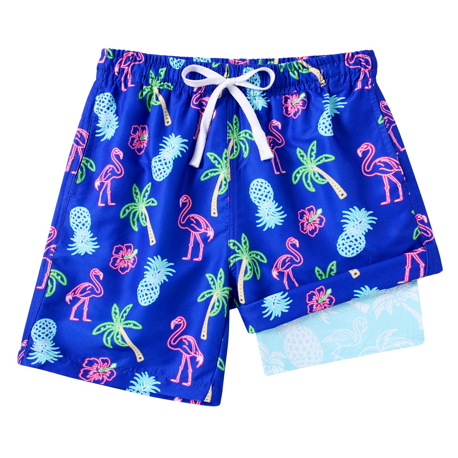 Cozople 7-20T Boys Swim Trunks with Compression Liner Big Boys Quick Dry Bathing Suit Stretch 2 in 1 Beach Swimming Shorts