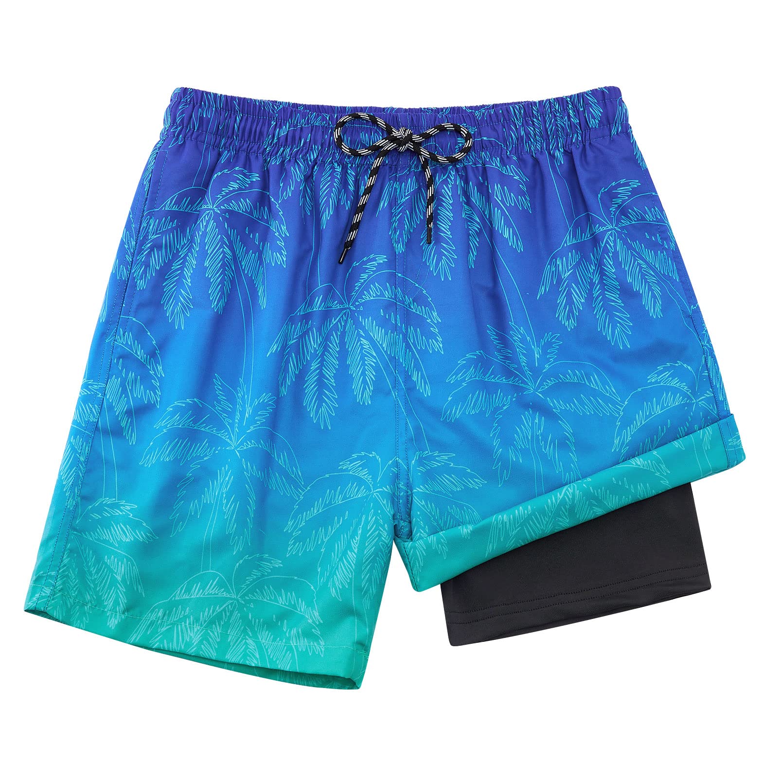 Cozople Boys Swim Trunks Compression Liner Swim Shorts Quick Dry Bathing Suit with Boxer Brief Swimwear 2-20T