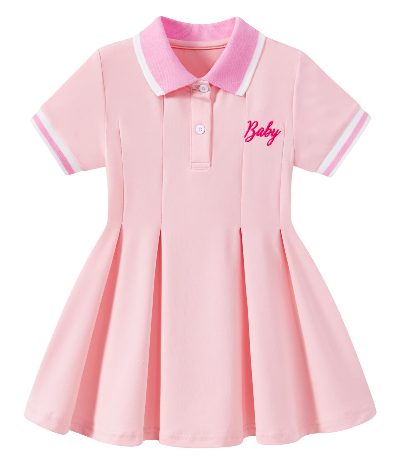 Move Dance Toddler Girls Dress Short Sleeve Polo Sundress Kids Summer Clothes School Casual Outfit 12M-5T
