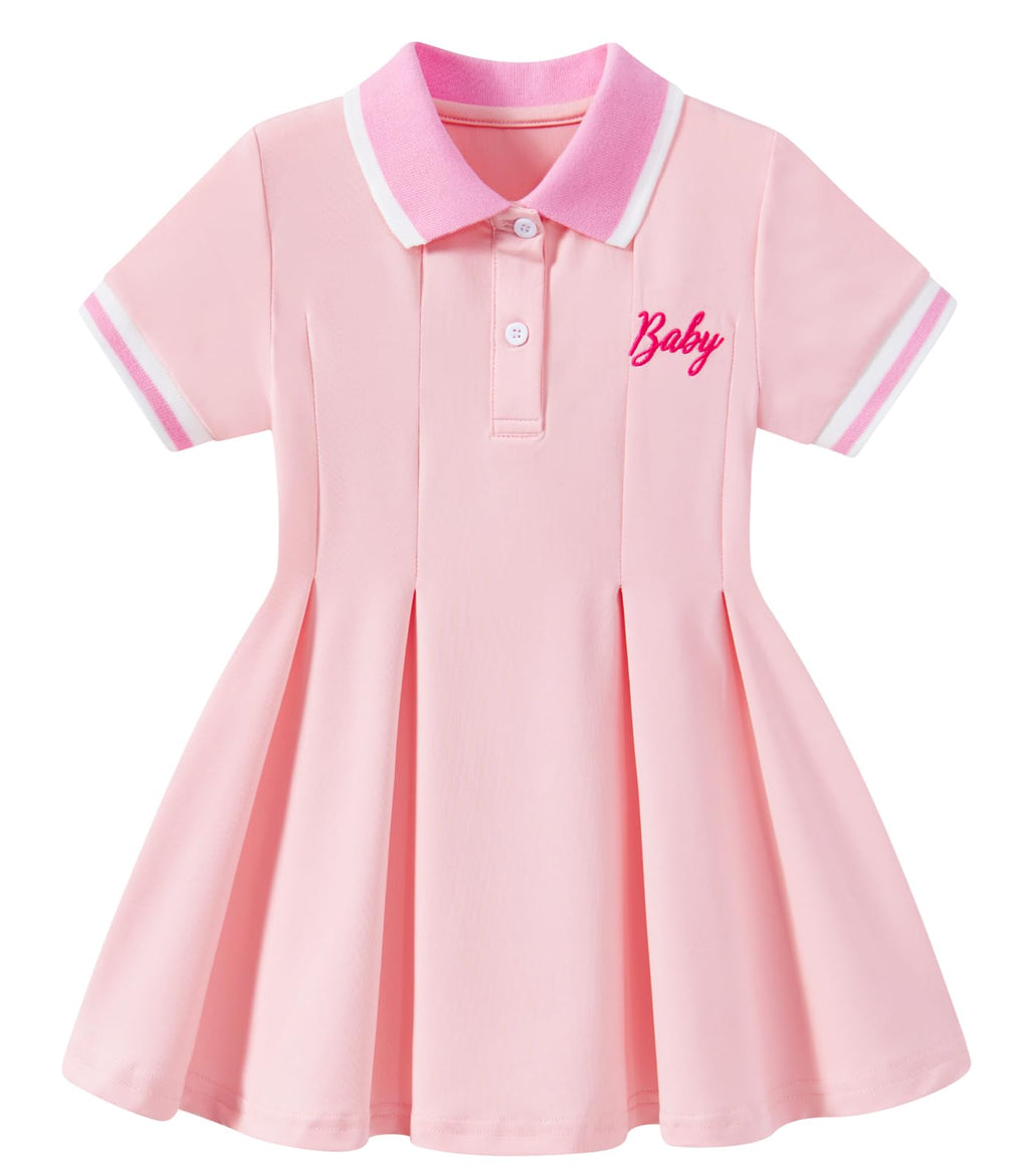 Move Dance Toddler Girls Dress Short Sleeve Polo Sundress Kids Summer Clothes School Casual Outfit 12M-5T