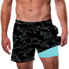 Cozople Men's Swim Trunks with Compression Liner 5.5" Inseam Quick Dry Bathing Suit Boxer Brief Lined Swim Shorts Swimwear
