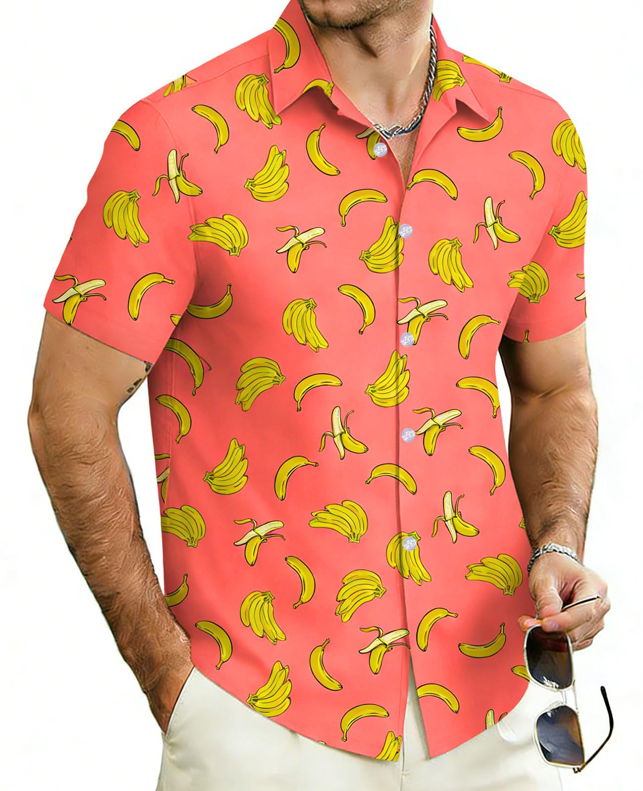 Cozople Mens Hawaiian Shirt Summer 3D Print Casual Short Sleeve Button Down Shirts Fashion Beach Shirt for Holiday