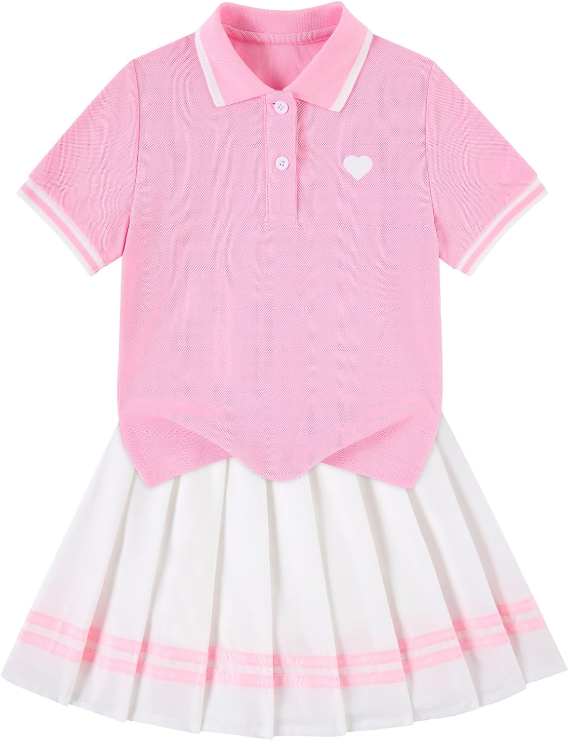 Move Dance Toddler Girls Dress Tennis Clothes Polo Outfit 2 Piece Skirt Set with Shorts 2-7T