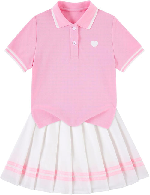 Move Dance Toddler Girls Dress Tennis Clothes Polo Outfit 2 Piece Skirt Set with Shorts 2-7T