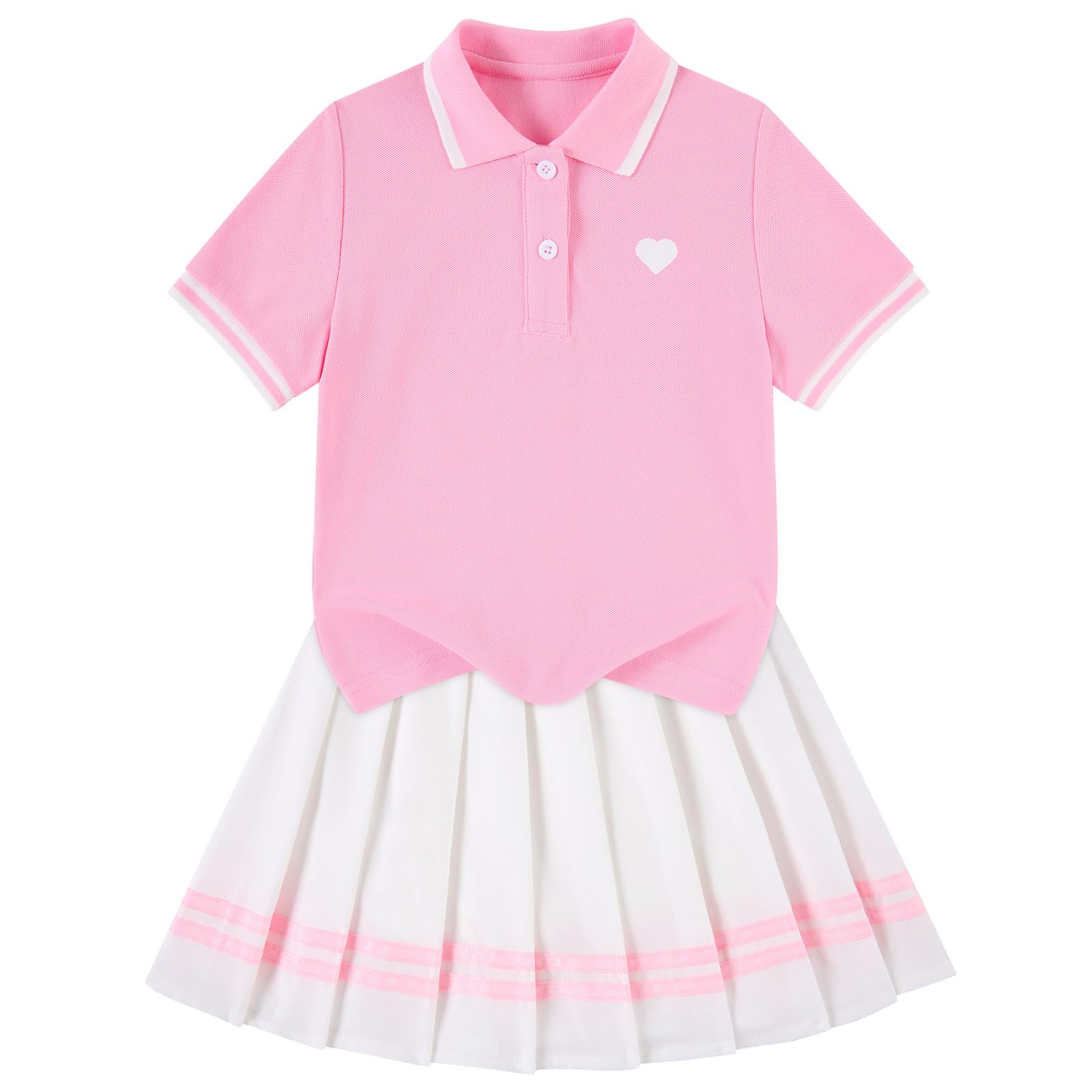 Move Dance Toddler Girls Dress Tennis Clothes Polo Outfit 2 Piece Skirt Set with Shorts 2-7T