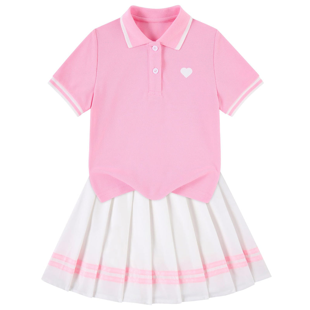 Move Dance Toddler Girls Dress Tennis Clothes Polo Outfit 2 Piece Skirt Set with Shorts 2-7T