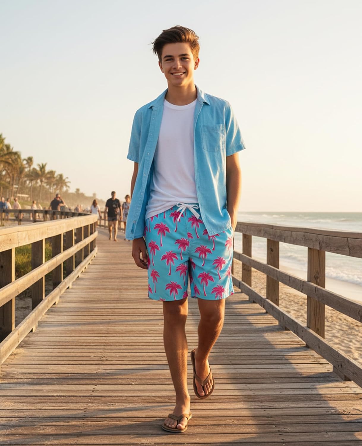 Cozople 7-20T Boys Swim Trunks with Compression Liner Big Boys Quick Dry Bathing Suit Stretch 2 in 1 Beach Swimming Shorts