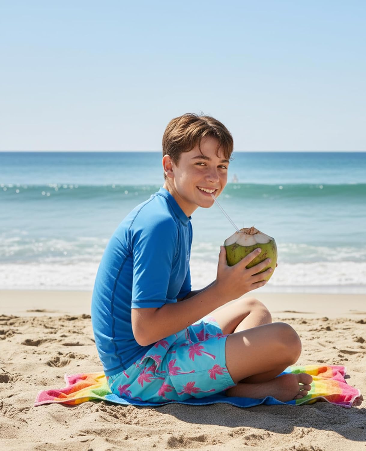 Cozople 7-20T Boys Swim Trunks with Compression Liner Big Boys Quick Dry Bathing Suit Stretch 2 in 1 Beach Swimming Shorts