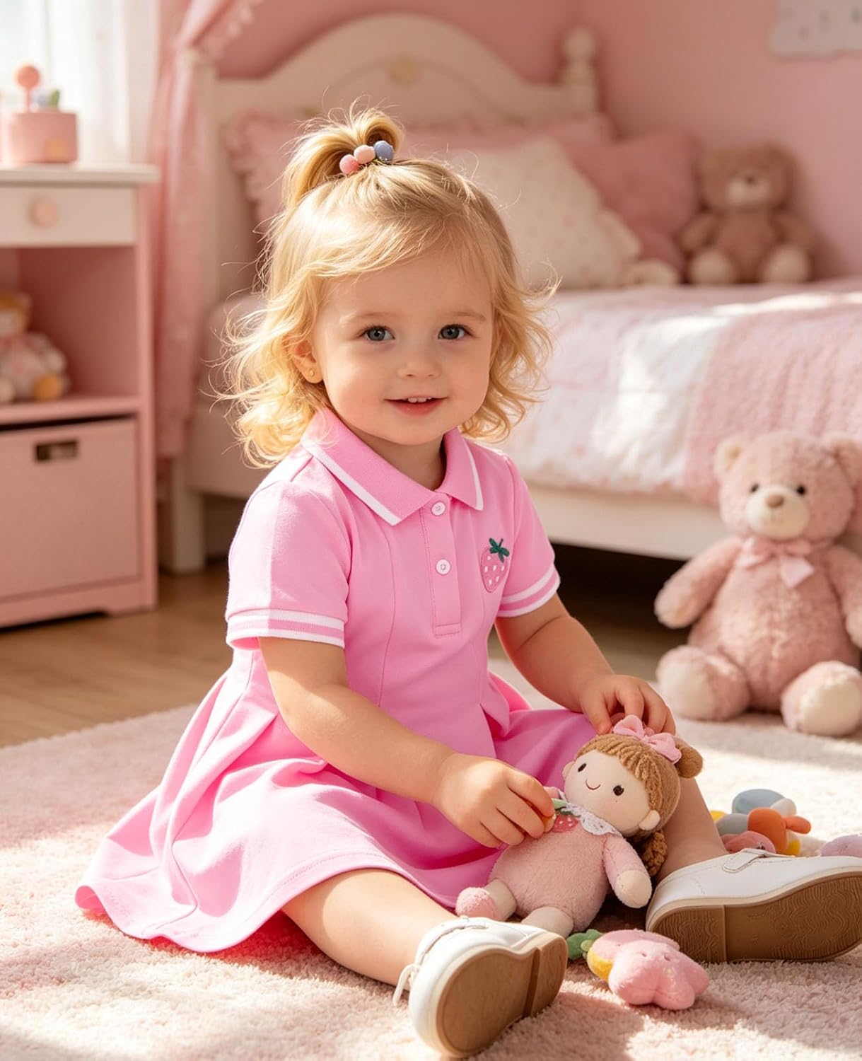 Move Dance Toddler Girls Dress Short Sleeve Polo Sundress Kids Summer Clothes School Casual Outfit 12M-5T