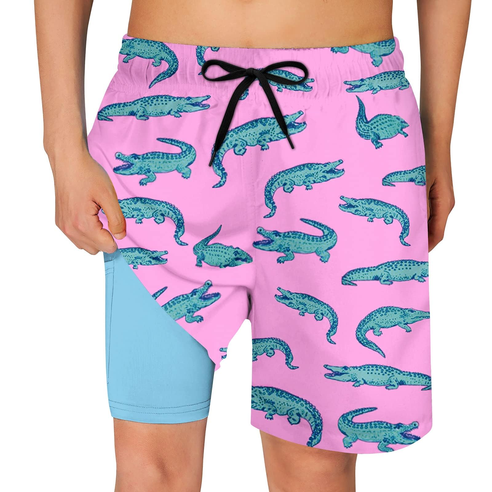 Cozople Boys Swim Trunks Compression Liner Swim Shorts Quick Dry Bathing Suit with Boxer Brief Swimwear 2-20T