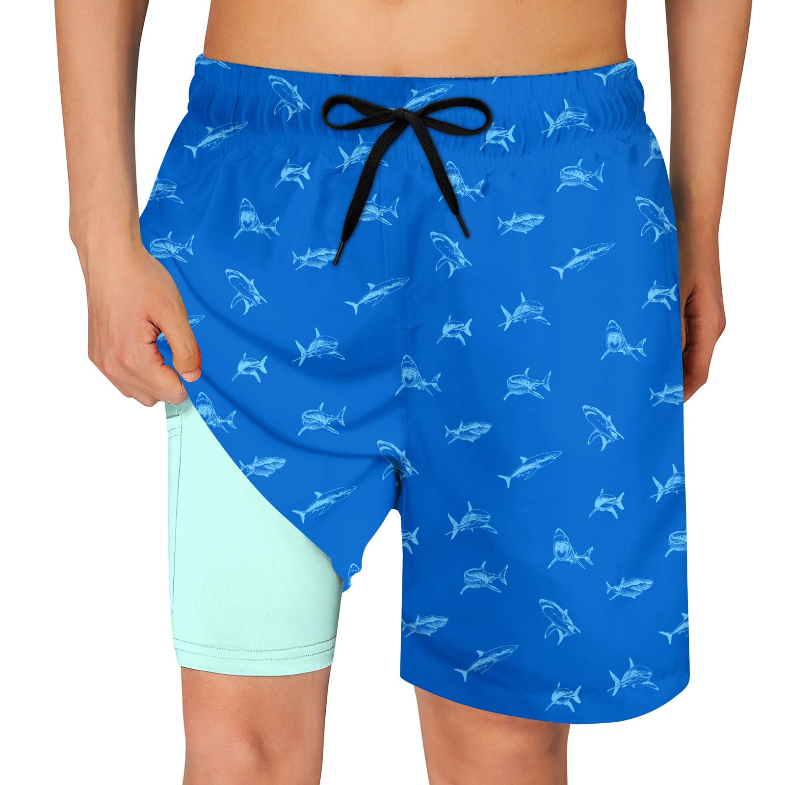 Cozople Boys Swim Trunks Compression Liner Swim Shorts Quick Dry Bathing Suit with Boxer Brief Swimwear 2-20T