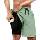 Cozople Mens Swim Trunks with Compression Liner 2 in 1 Quick Dry 9" Zipper Pockets Board Shorts for Surfing Beach Gym