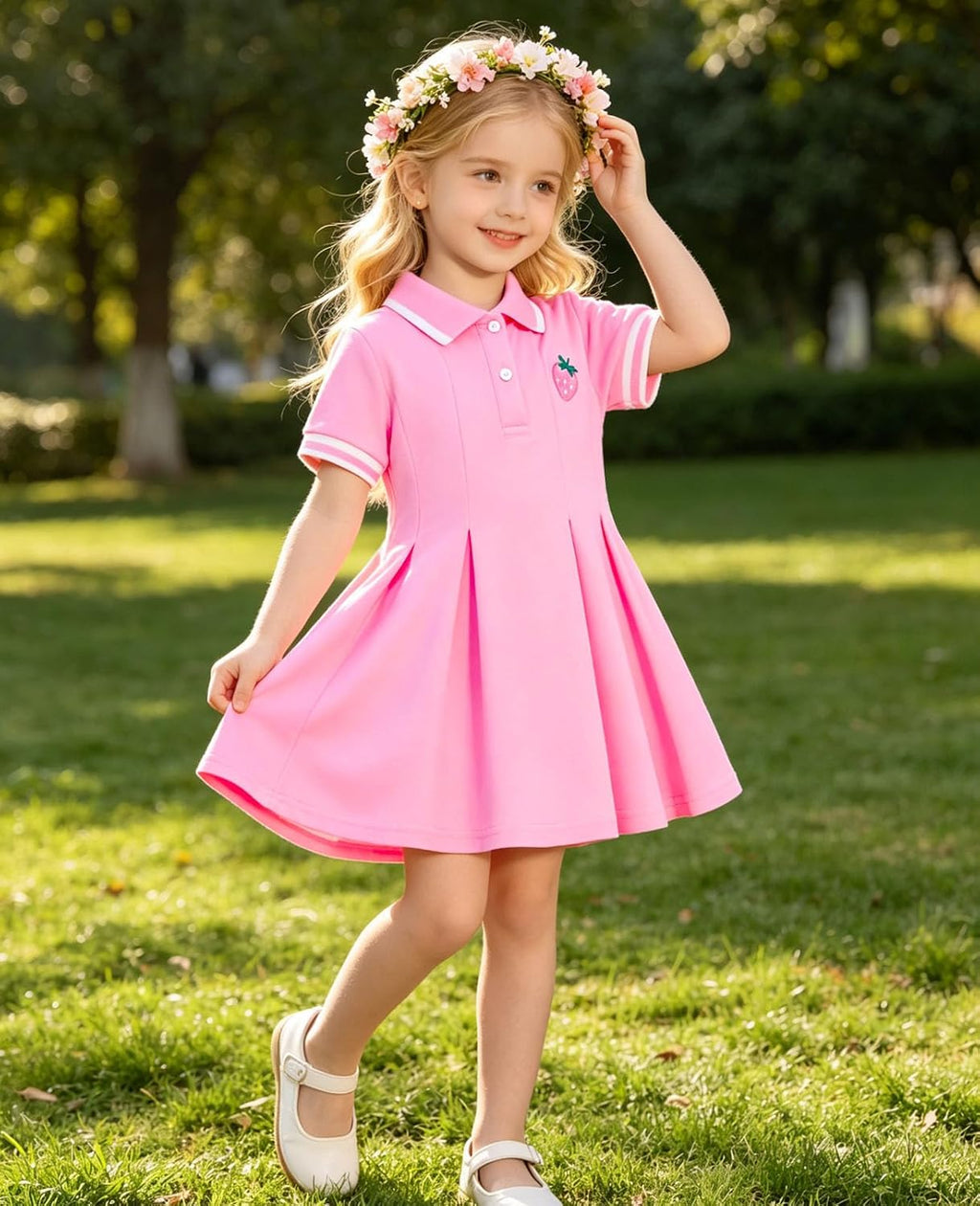 Move Dance Toddler Girls Dress Short Sleeve Polo Sundress Kids Summer Clothes School Casual Outfit 12M-5T