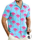 Cozople Mens Hawaiian Shirt Summer 3D Print Casual Short Sleeve Button Down Shirts Fashion Beach Shirt for Holiday