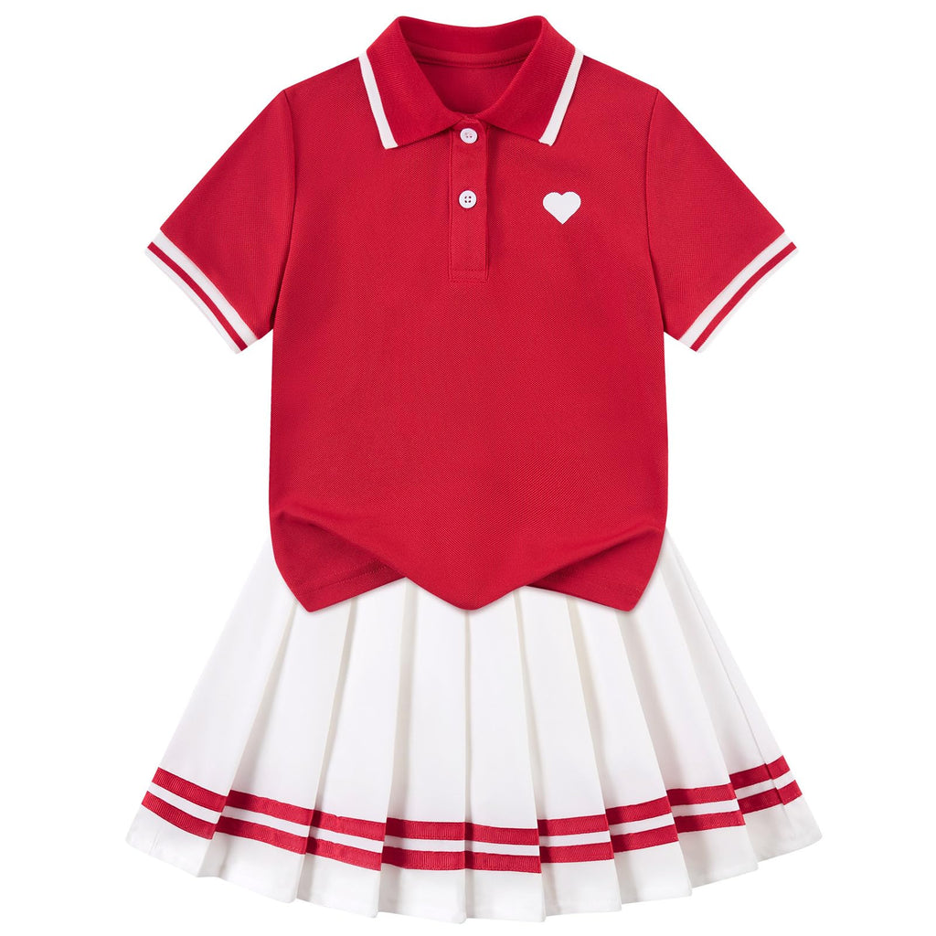 Move Dance Toddler Girls Dress Tennis Clothes Polo Outfit 2 Piece Skirt Set with Shorts 2-7T