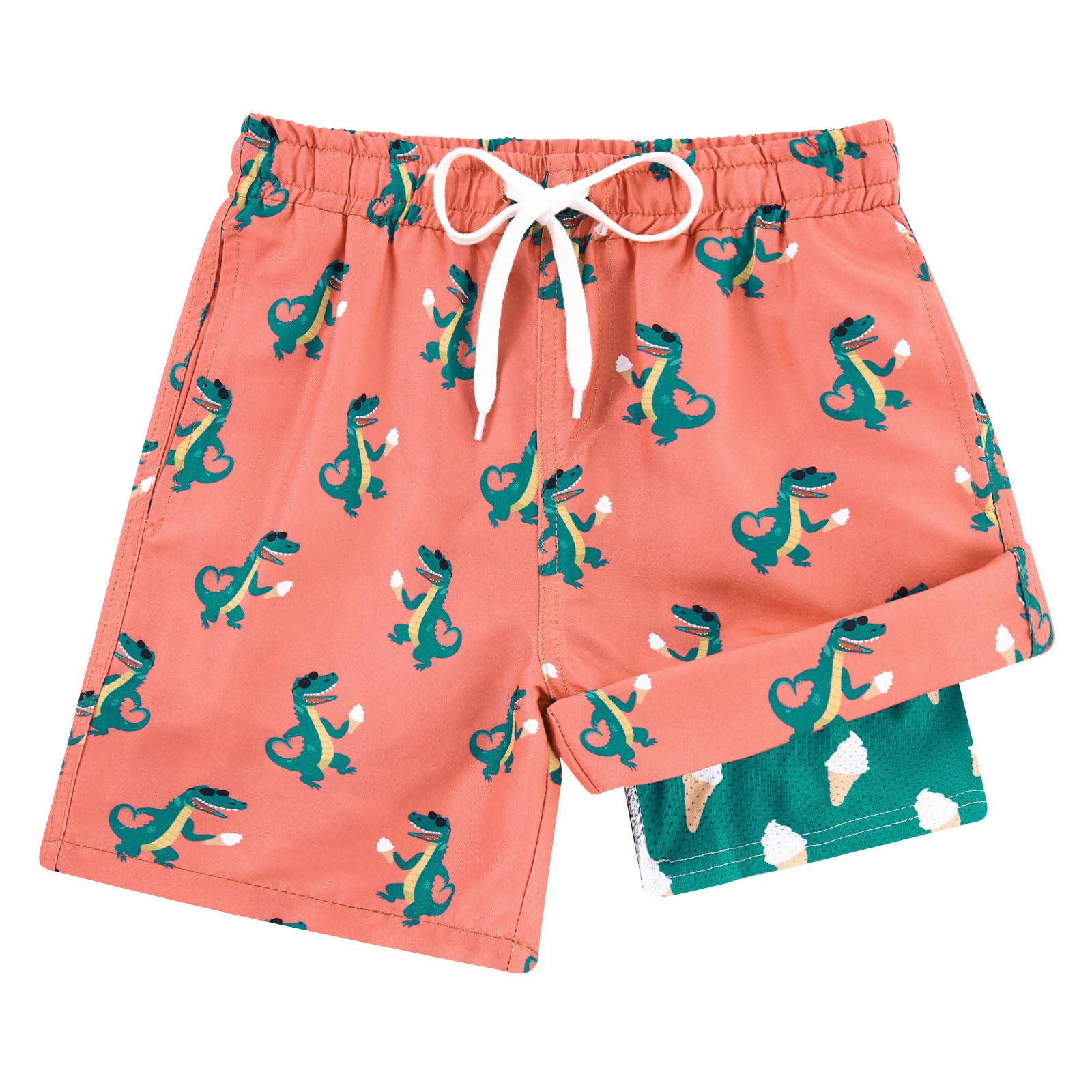 Cozople 7-20T Boys Swim Trunks with Compression Liner Big Boys Quick Dry Bathing Suit Stretch 2 in 1 Beach Swimming Shorts