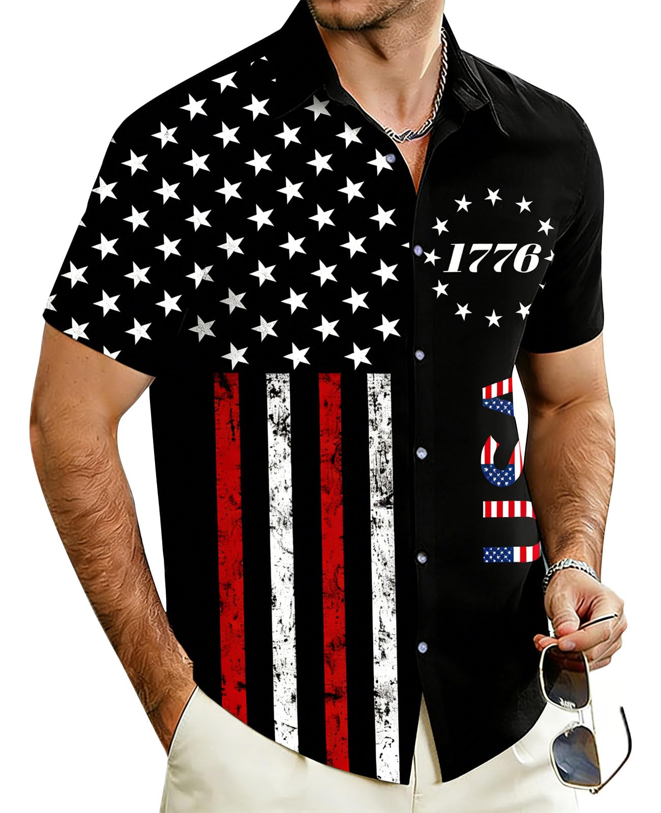 Cozople Mens Hawaiian Shirt Summer 3D Print Casual Short Sleeve Button Down Shirts Fashion Beach Shirt for Holiday
