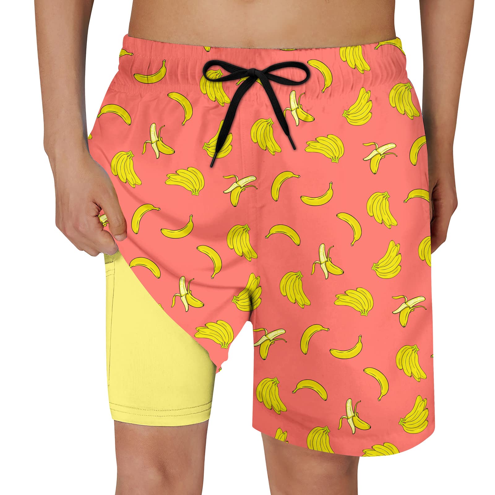 Cozople Boys Swim Trunks Compression Liner Swim Shorts Quick Dry Bathing Suit with Boxer Brief Swimwear 2-20T