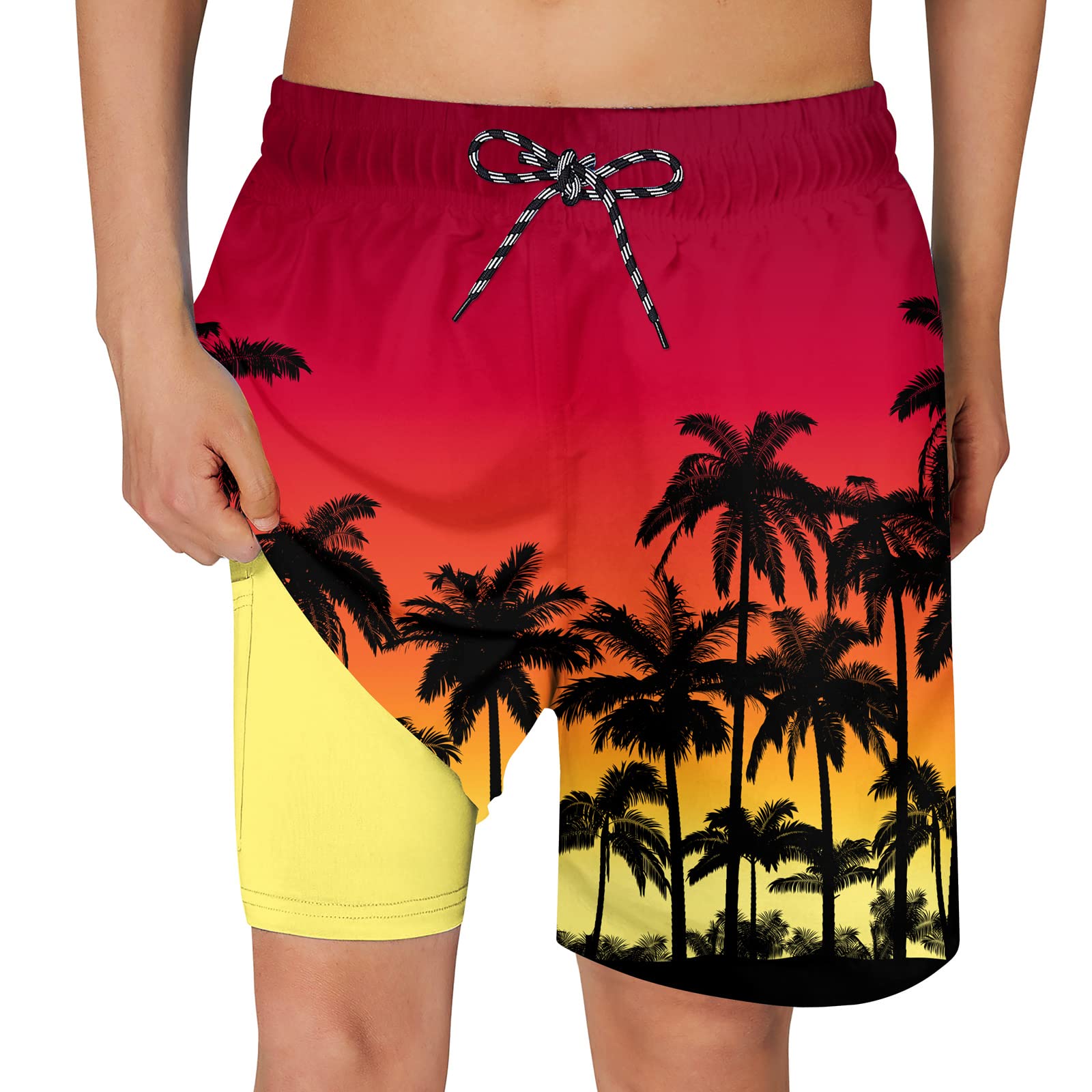 Cozople Boys Swim Trunks Compression Liner Swim Shorts Quick Dry Bathing Suit with Boxer Brief Swimwear 2-20T