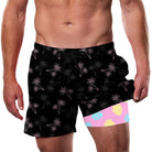 Cozople Men's Swim Trunks with Compression Liner 5.5" Inseam Quick Dry Bathing Suit Boxer Brief Lined Swim Shorts Swimwear