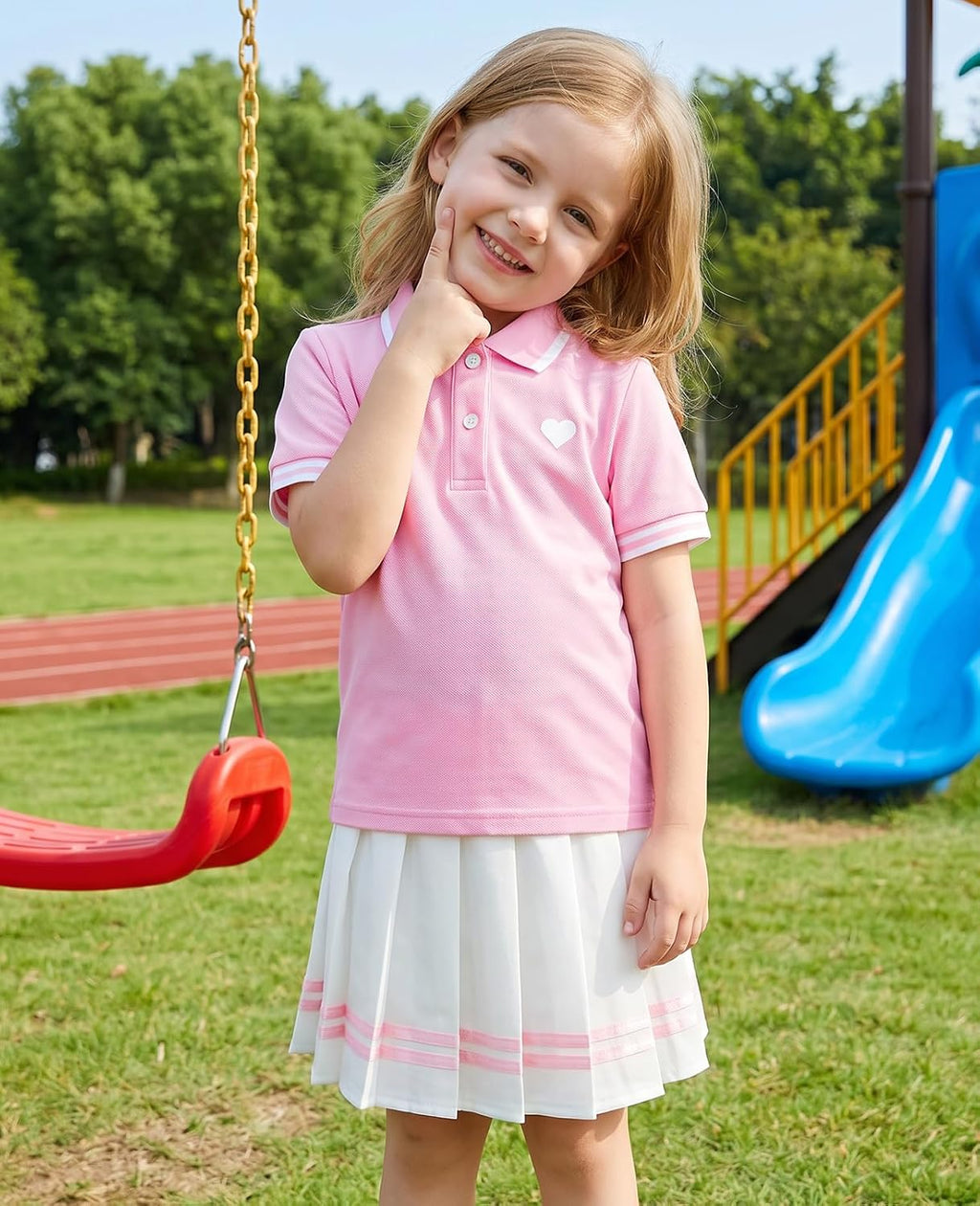 Move Dance Toddler Girls Dress Tennis Clothes Polo Outfit 2 Piece Skirt Set with Shorts 2-7T