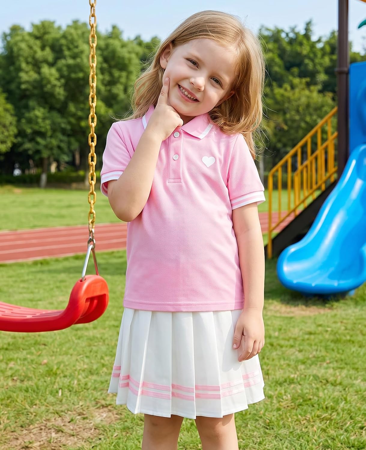 Move Dance Toddler Girls Dress Tennis Clothes Polo Outfit 2 Piece Skirt Set with Shorts 2-7T