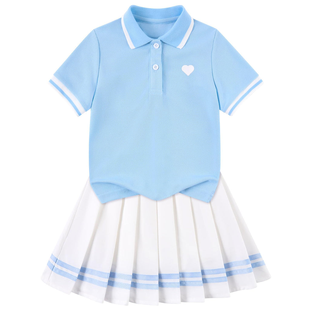 Move Dance Toddler Girls Dress Tennis Clothes Polo Outfit 2 Piece Skirt Set with Shorts 2-7T