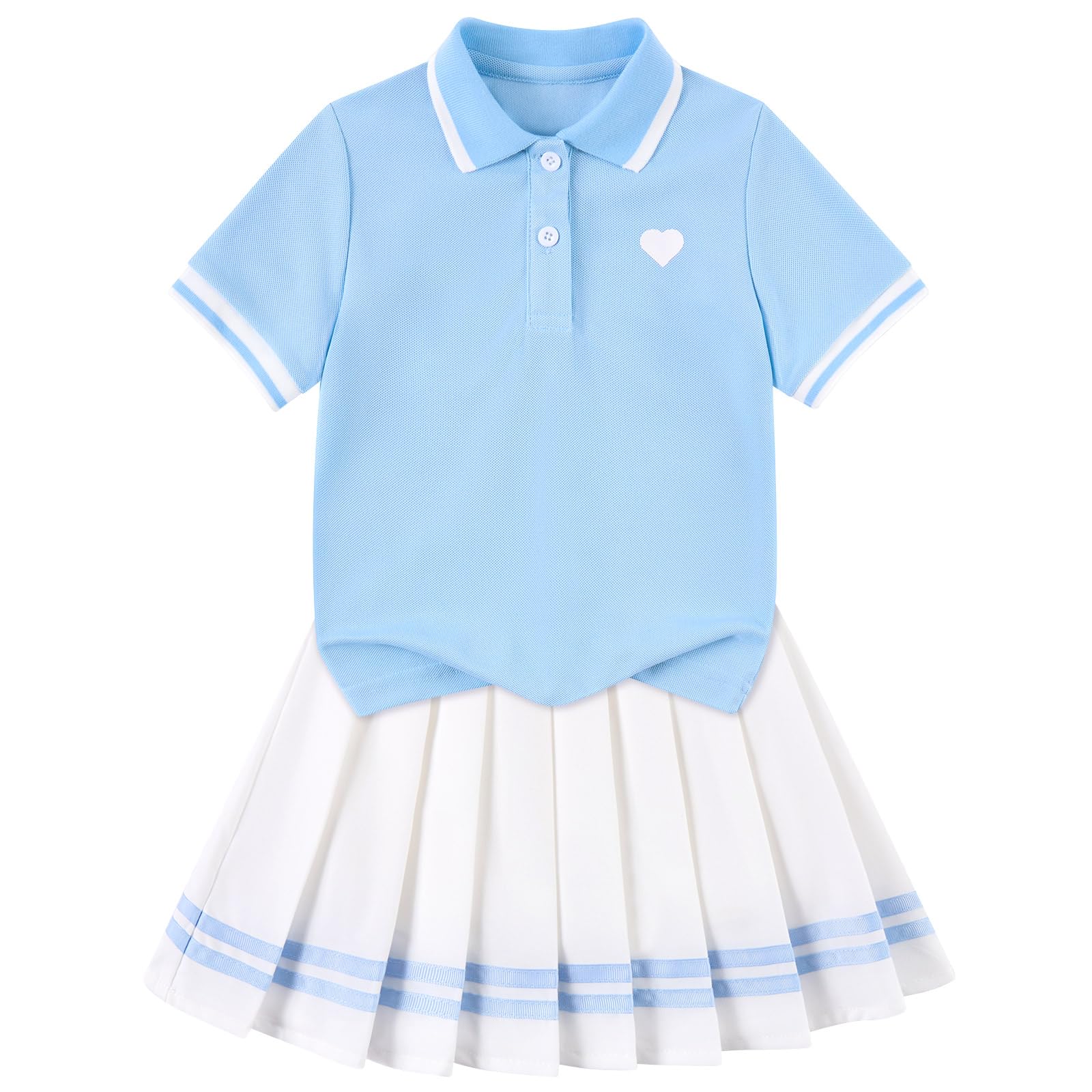 Move Dance Toddler Girls Dress Tennis Clothes Polo Outfit 2 Piece Skirt Set with Shorts 2-7T