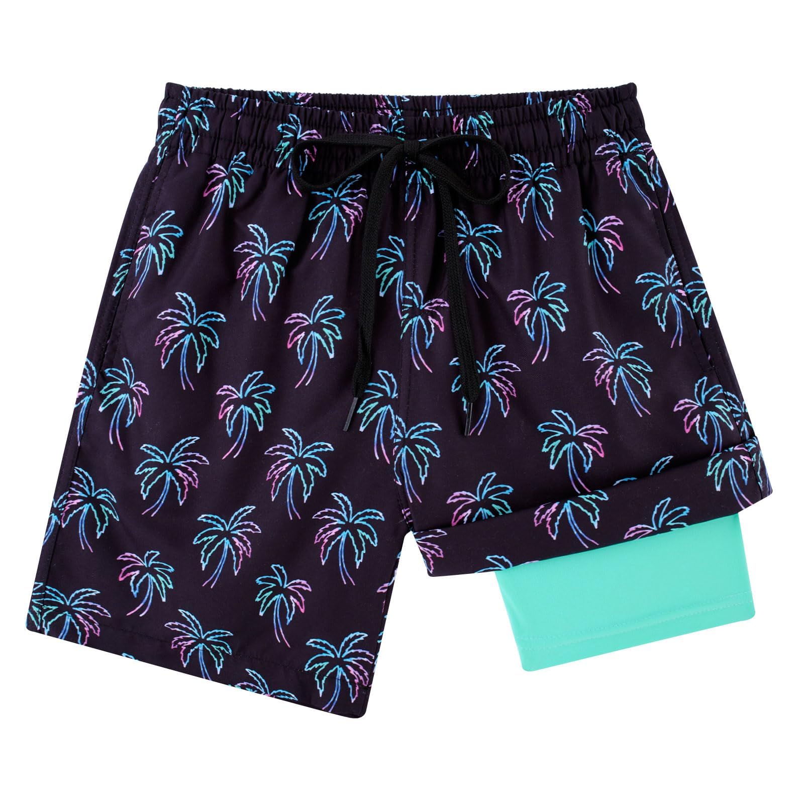Cozople Boys Swim Trunks Compression Liner Swim Shorts Quick Dry Bathing Suit with Boxer Brief Swimwear 2-20T