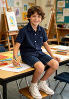 Cozople Boys Short Sleeve Button Down Shirts Solid Striple Seersucker Shirt with Chest Pocket 5-14 Years