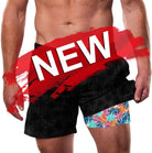 Cozople Men's Swim Trunks with Compression Liner 5.5" Inseam Quick Dry Bathing Suit Boxer Brief Lined Swim Shorts Swimwear