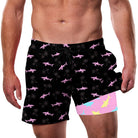 Cozople Men's Swim Trunks with Compression Liner 5.5" Inseam Quick Dry Bathing Suit Boxer Brief Lined Swim Shorts Swimwear