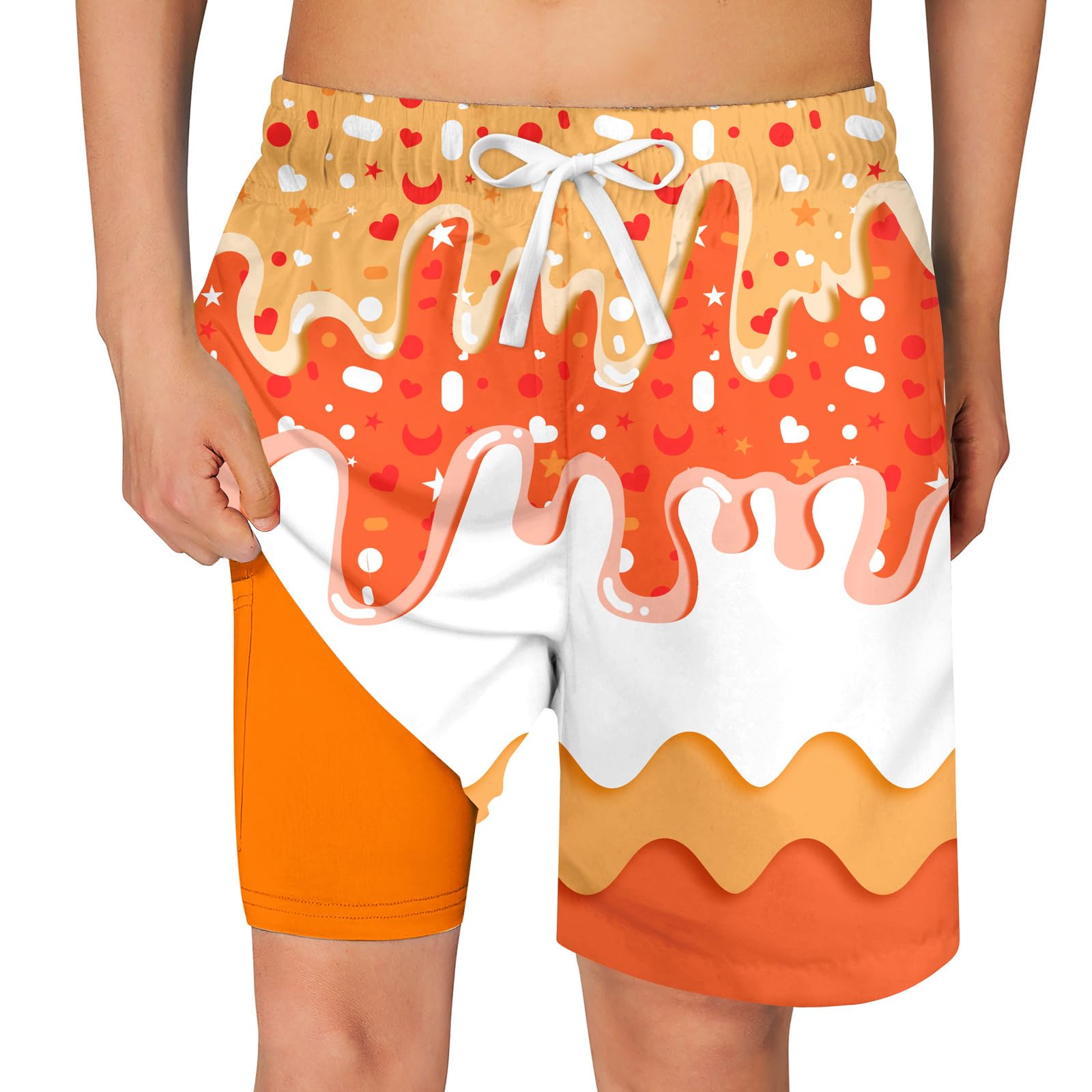 Cozople Boys Swim Trunks Compression Liner Swim Shorts Quick Dry Bathing Suit with Boxer Brief Swimwear 2-20T