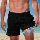 Cozople Men's Swim Trunks with Compression Liner 5.5" Inseam Quick Dry Bathing Suit Boxer Brief Lined Swim Shorts Swimwear