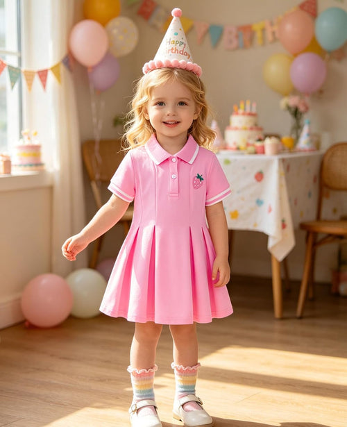 Move Dance Toddler Girls Dress Short Sleeve Polo Sundress Kids Summer Clothes School Casual Outfit 12M-5T