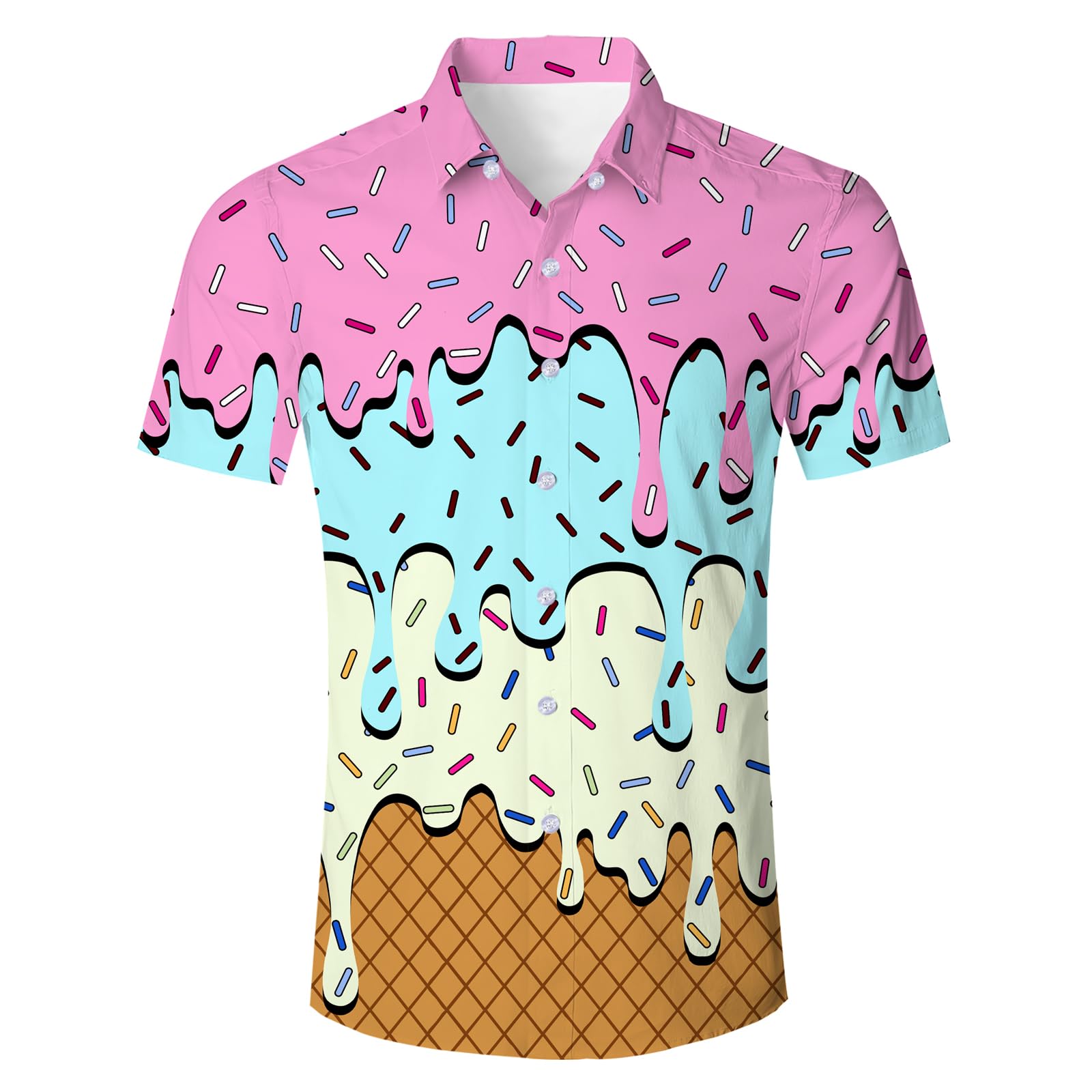 Cozople Mens Hawaiian Shirt Summer 3D Print Casual Short Sleeve Button Down Shirts Fashion Beach Shirt for Holiday
