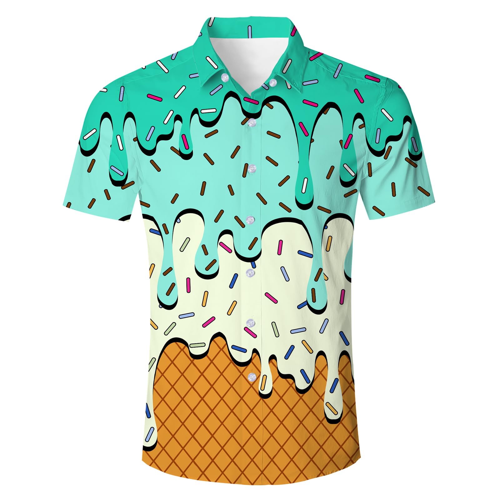 Cozople Mens Hawaiian Shirt Summer 3D Print Casual Short Sleeve Button Down Shirts Fashion Beach Shirt for Holiday