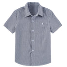 Cozople Boys Short Sleeve Button Down Shirts Solid Striple Seersucker Shirt with Chest Pocket 5-14 Years