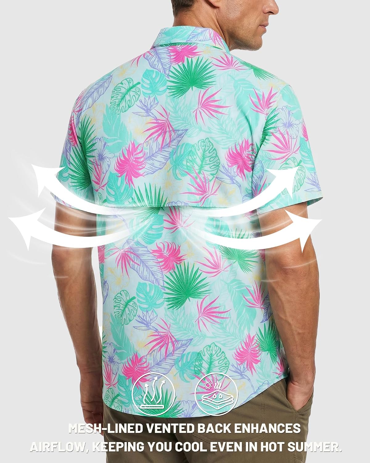 Cozople Mens Button Down Short Sleeve Sun Protection Fishing Shirts UPF 50+ Cooling Quick Dry Hiking Shirt for Travel Safari